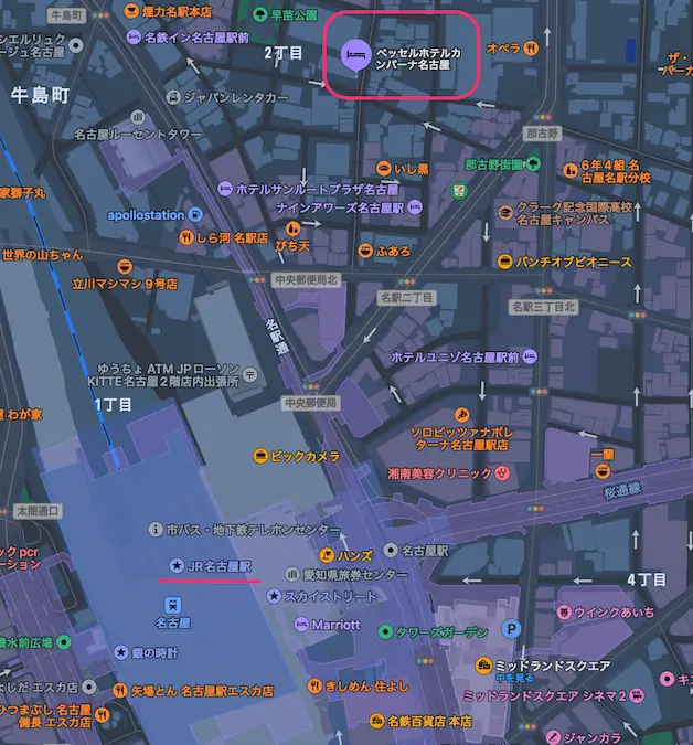 ベッセルホテルカンパーナ名古屋地図